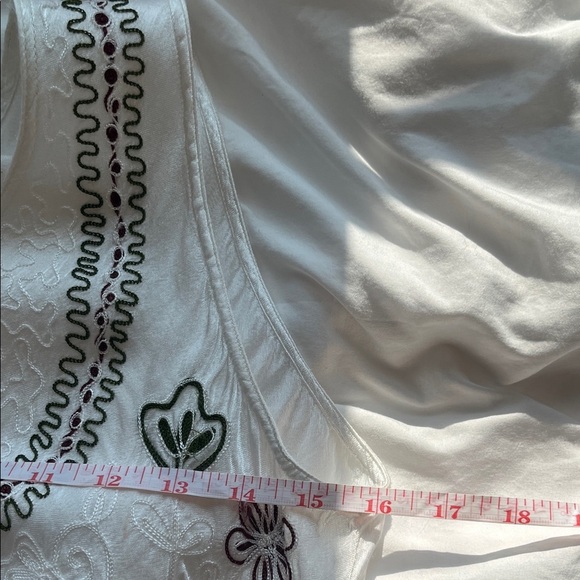 Vintage 90s Y2K White Embroidered Boho drop waist Midi Dress Free Size romantic - Picture 11 of 14